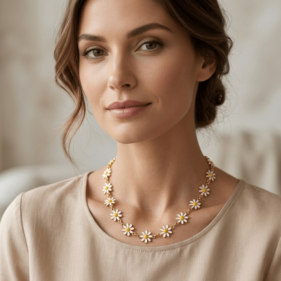 Daisy Flower Gold Chain Necklace
