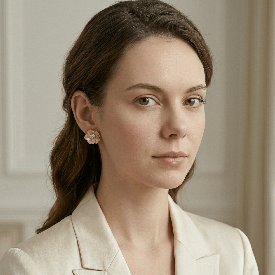 Golden Bloom Textured Floral Stud Earrings