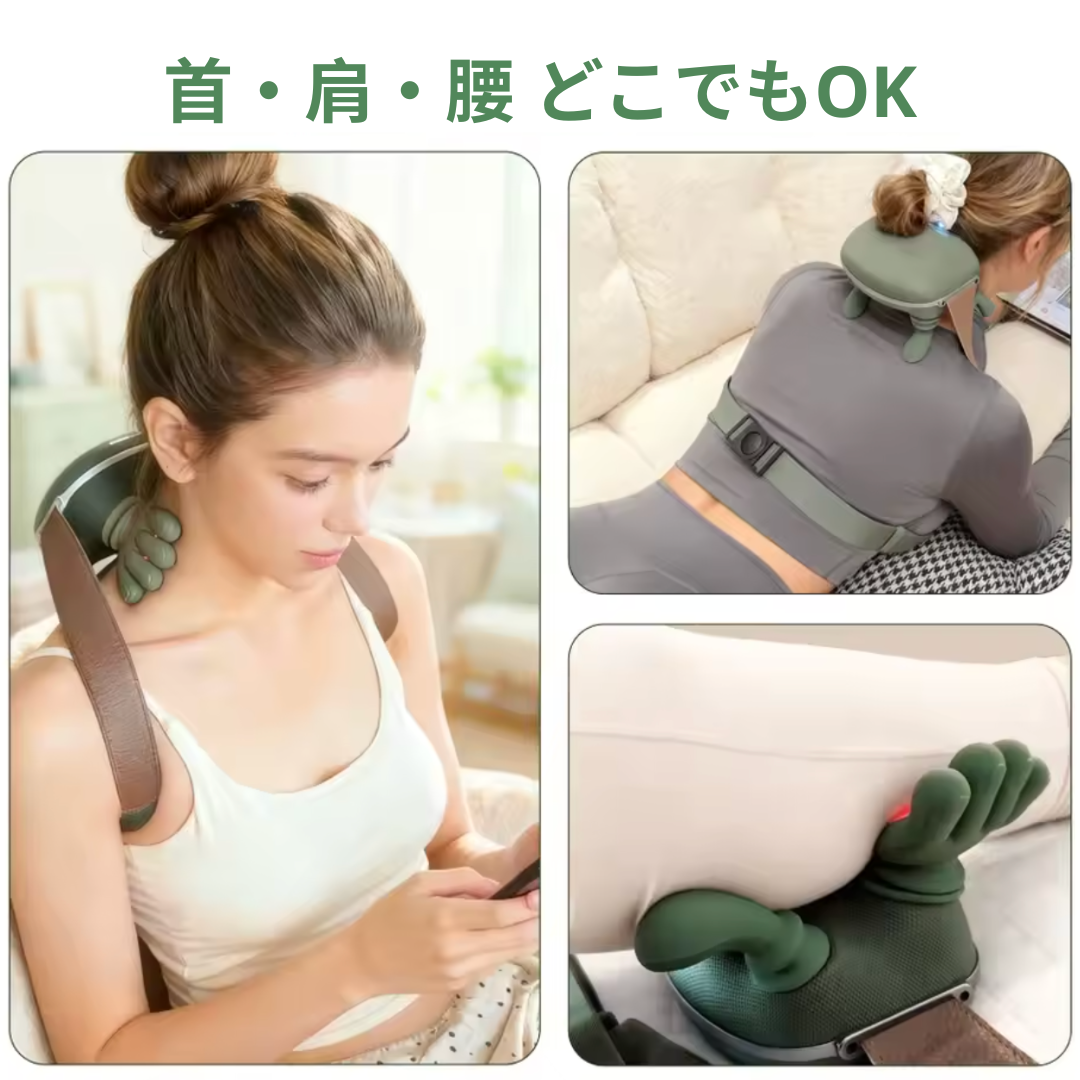 LUMIQ™ 목 어깨 마사지기 | 온열 + 8개 지압봉 무선 USB-C