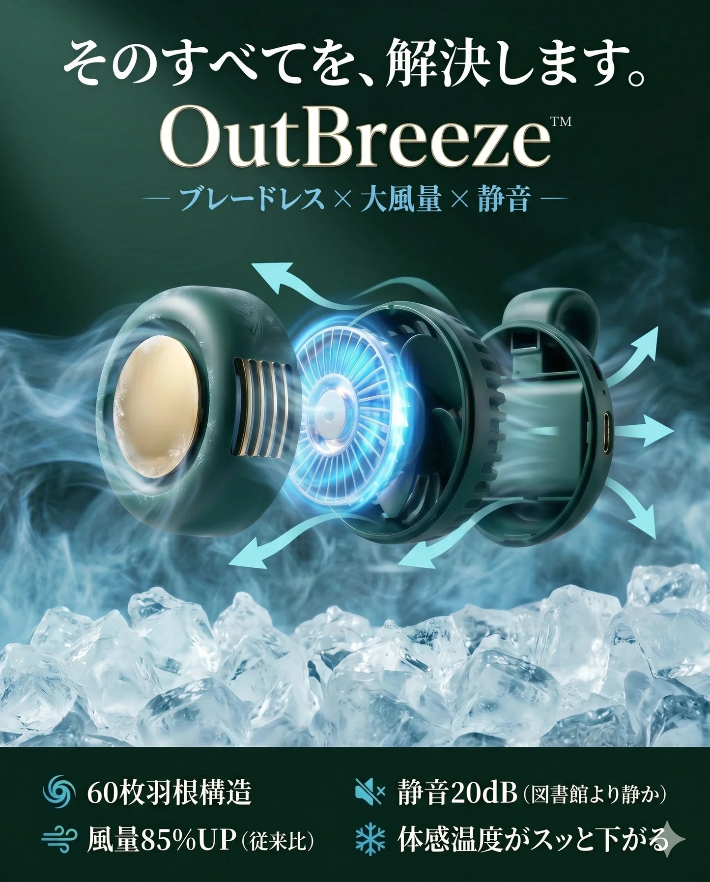 OutBreeze™ ポータブル冷風ファン