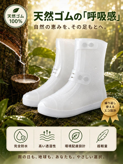 【滑りにくい！】天然ゴム製防水レインシューズカバー