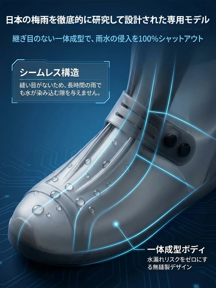 【滑りにくい！】天然ゴム製防水レインシューズカバー