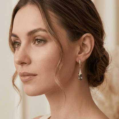 Amethyst Zirconia Gold Drop Earrings