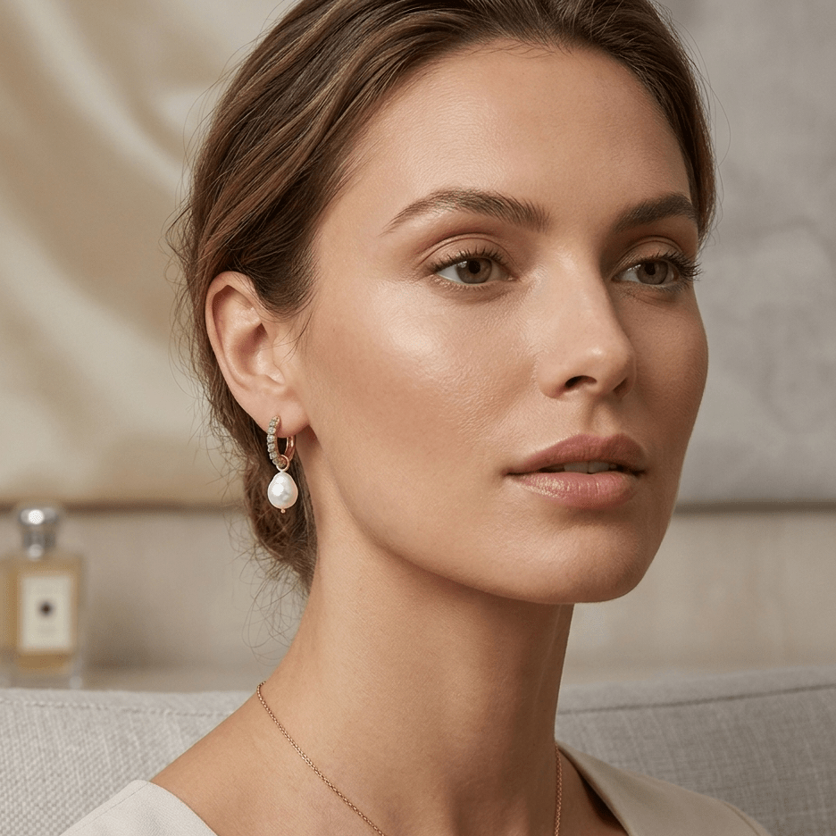 Aurora Pearl Hoop Earrings