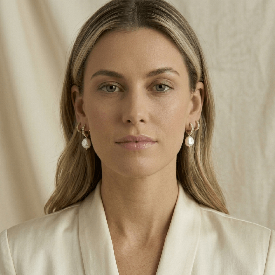 Aurora Pearl Hoop Earrings