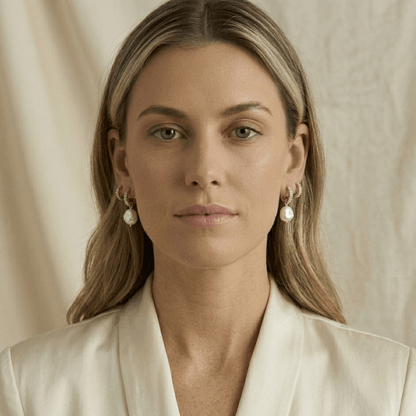 Aurora Pearl Hoop Earrings