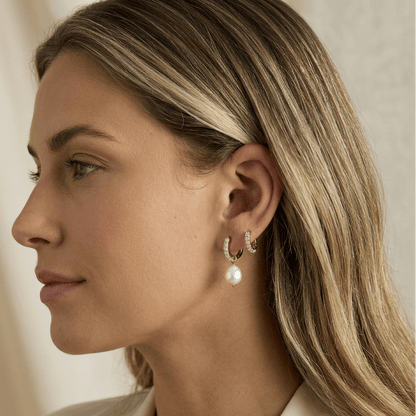 Aurora Pearl Hoop Earrings