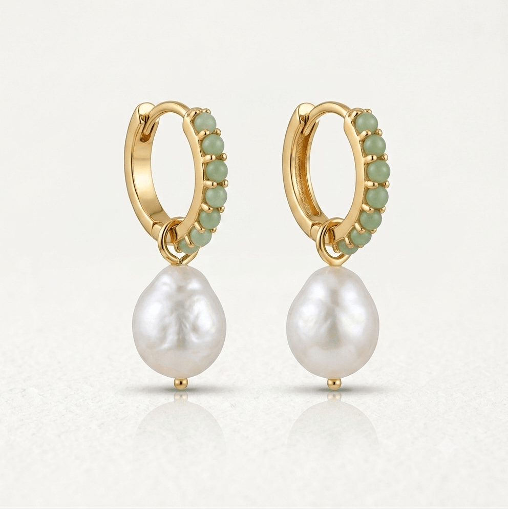 Aurora Pearl Hoop Earrings