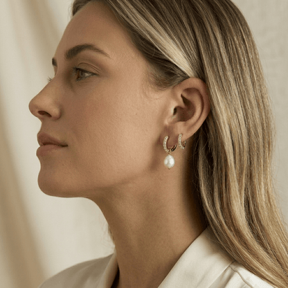 Aurora Pearl Hoop Earrings