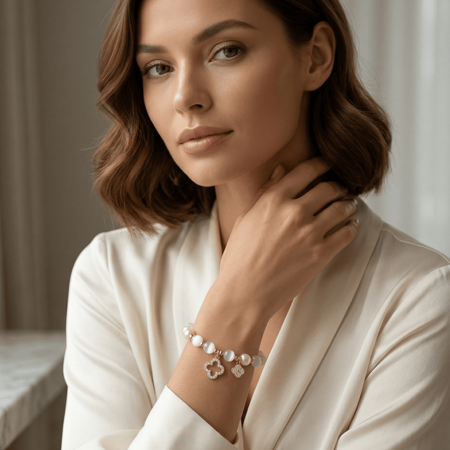 Aurora Pearl Zirconia Gold Bracelet