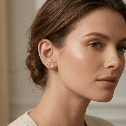 Celeste Star & Moon Stud Earrings Set