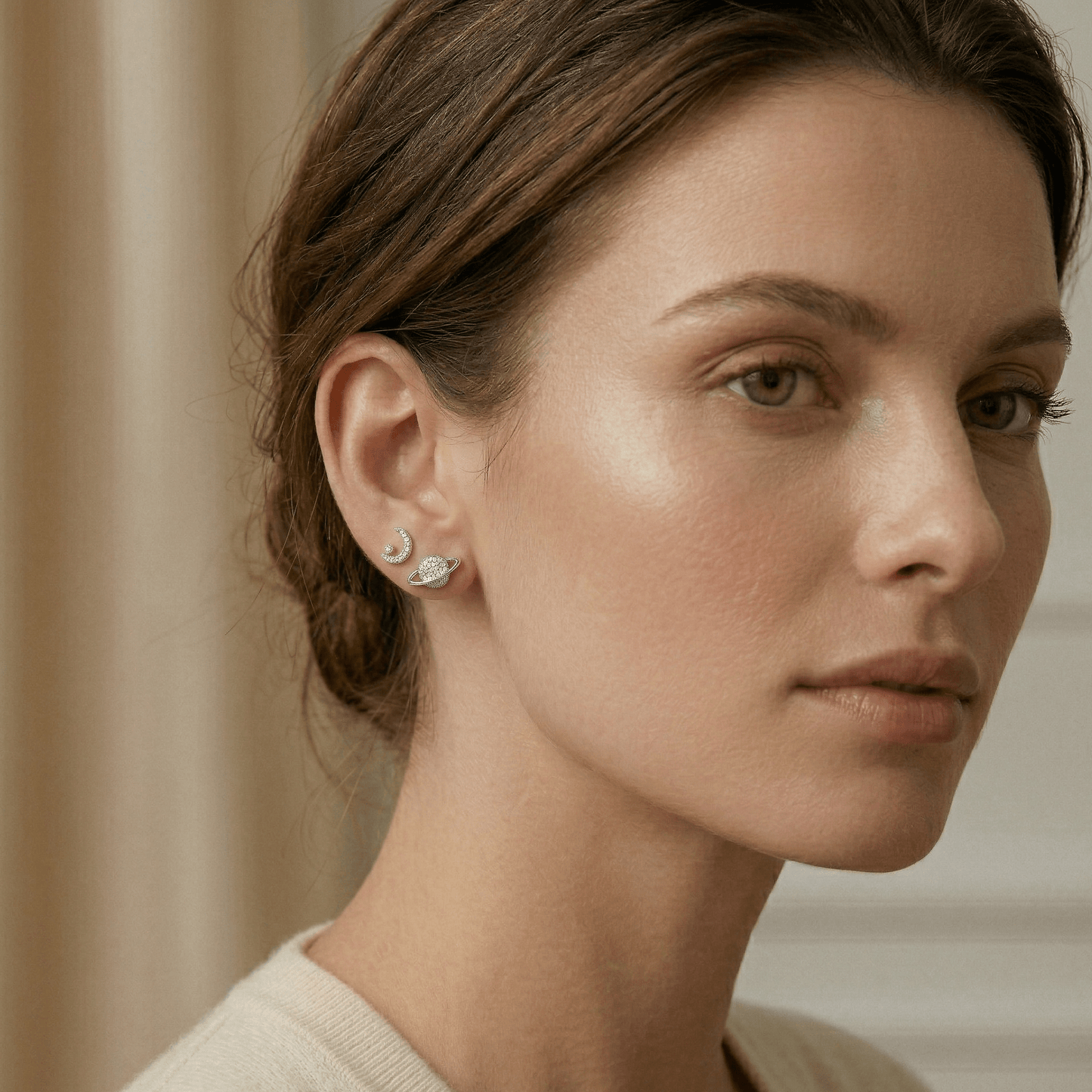 Celeste Star & Moon Stud Earrings Set
