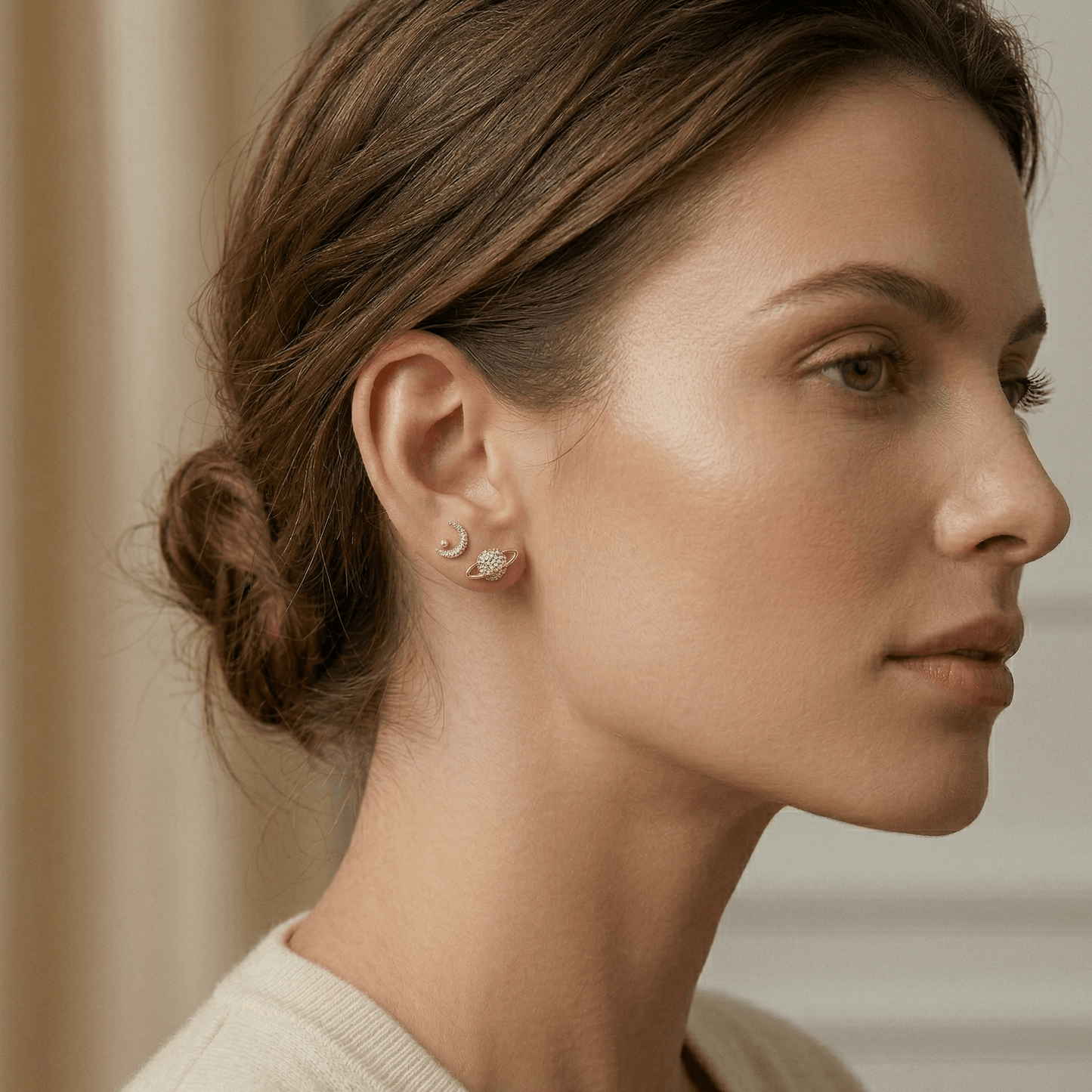Celeste Star & Moon Stud Earrings Set