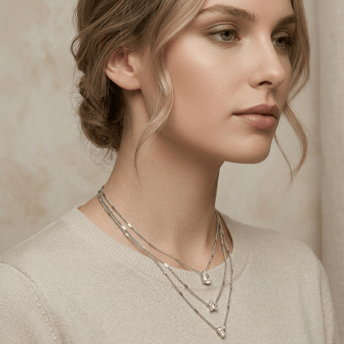 Celestial Trio Crystal Layered Necklace