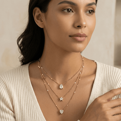 Celestial Trio Crystal Layered Necklace
