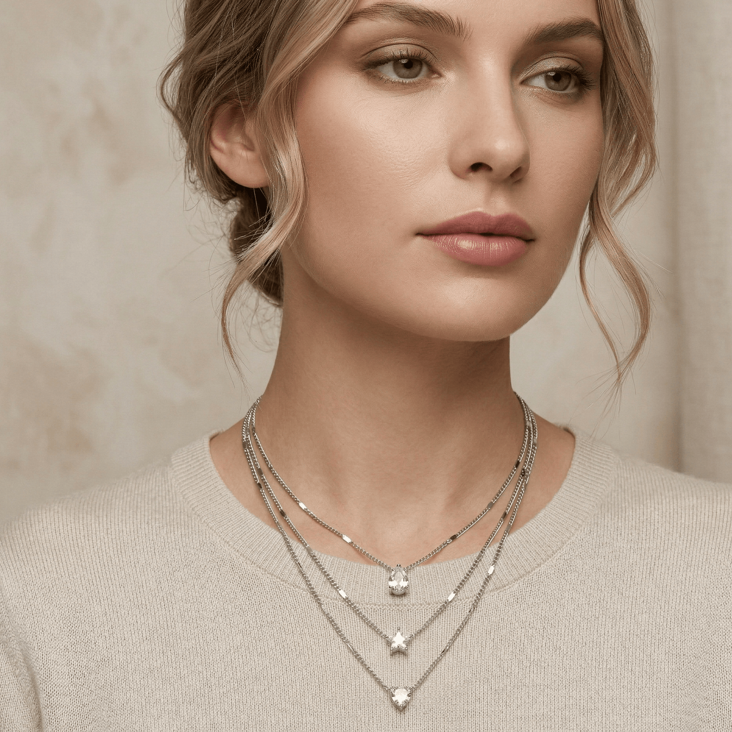 Celestial Trio Crystal Layered Necklace