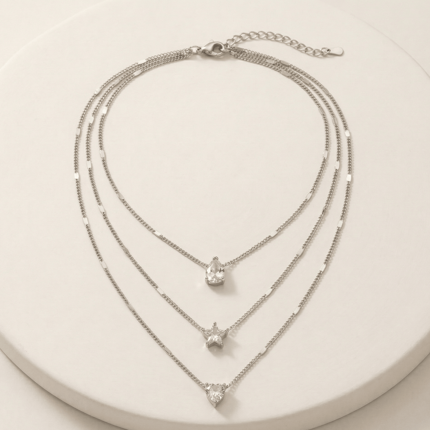 Celestial Trio Crystal Layered Necklace