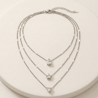 Celestial Trio Crystal Layered Necklace