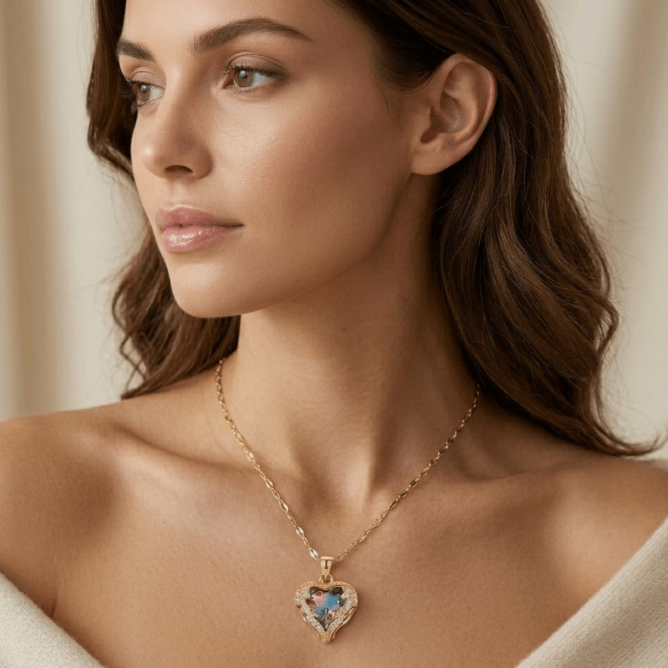 Crystal Heart Zirconia Gold Necklace