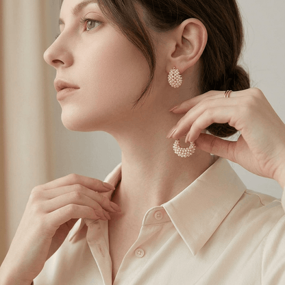 Elara Pearl Cluster Huggie Earrings