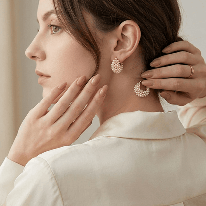 Elara Pearl Cluster Huggie Earrings