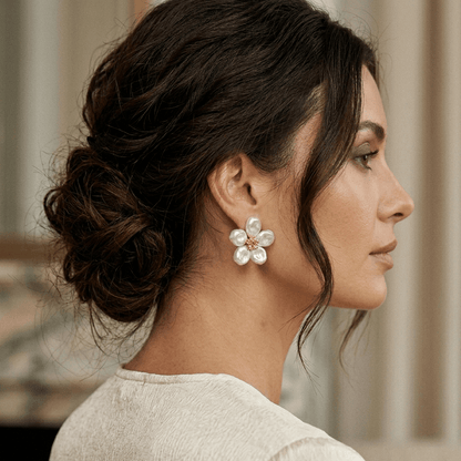 Elara Pearl Flower Earrings
