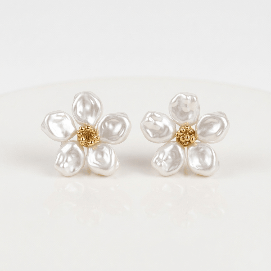 Elara Pearl Flower Earrings
