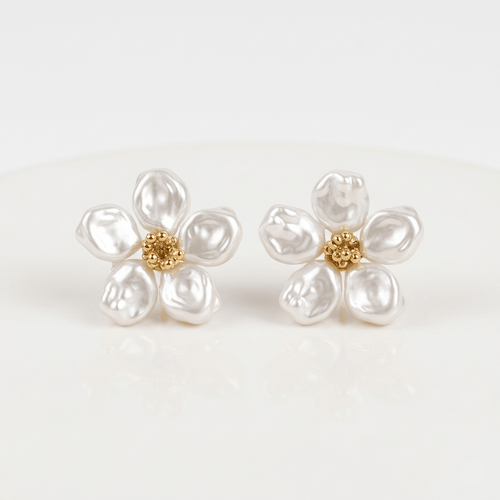 Elara Pearl Flower Earrings