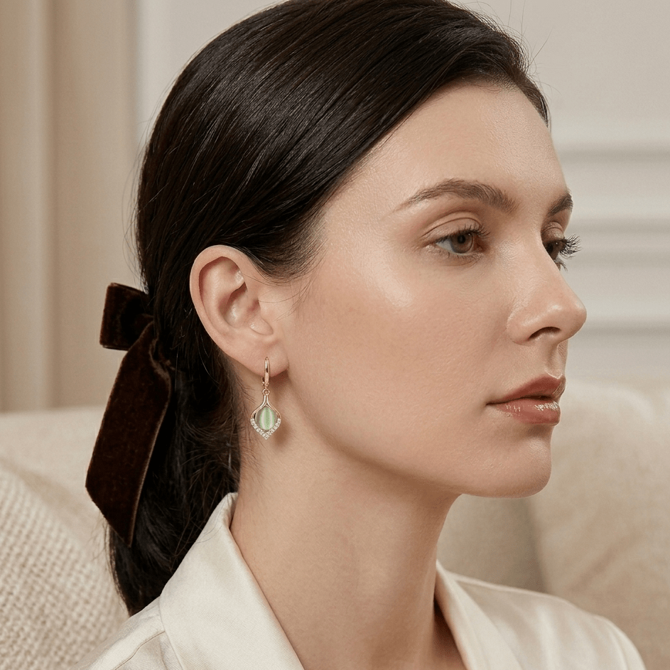 Emerald Glow Crystal Drop Earrings