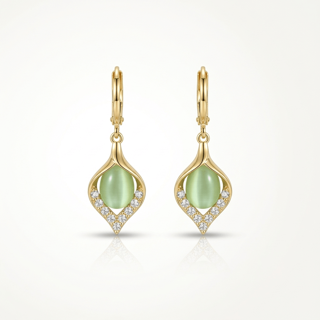 Emerald Glow Crystal Drop Earrings