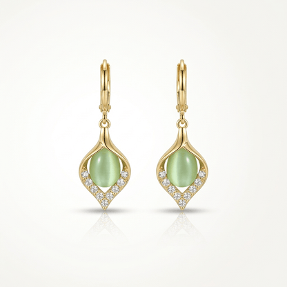 Emerald Glow Crystal Drop Earrings