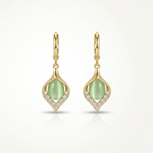 Emerald Glow Crystal Drop Earrings