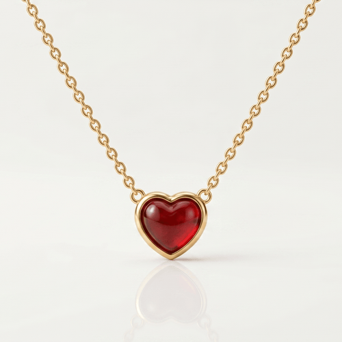 Eternal Ruby Heart Pendant Necklace