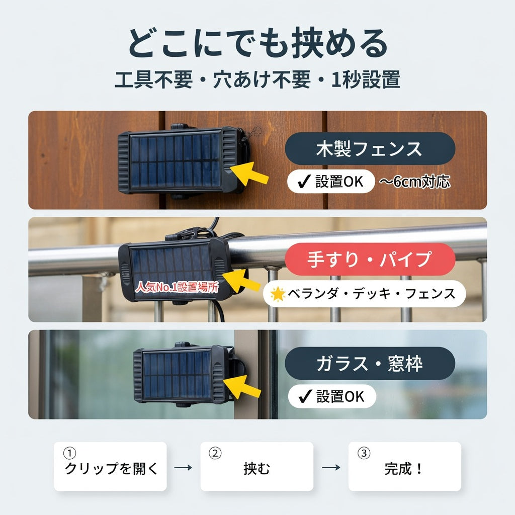 SolarClip™｜挟むだけで、家中が安心に。