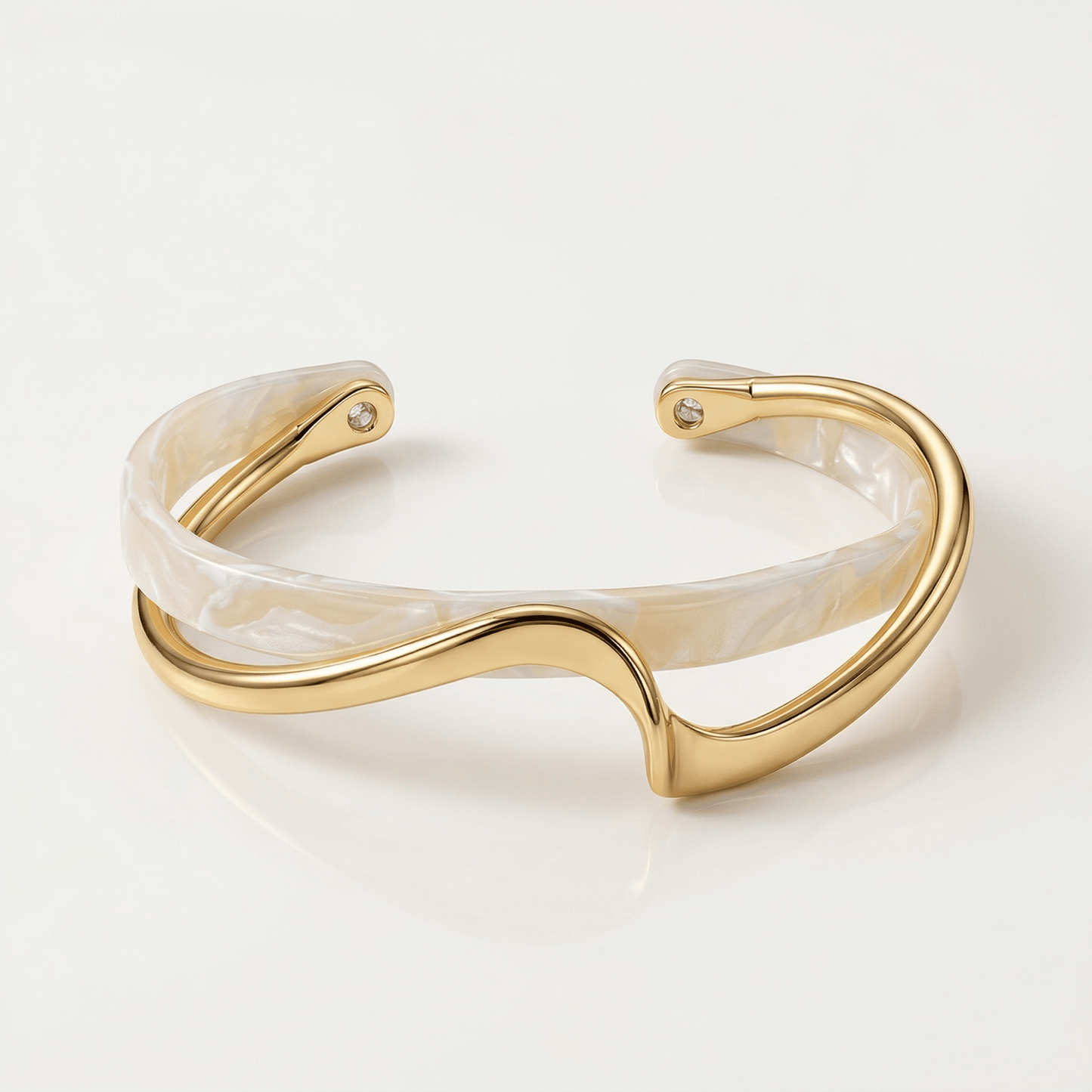 Ivory Wave Gold Cuff Bracelet