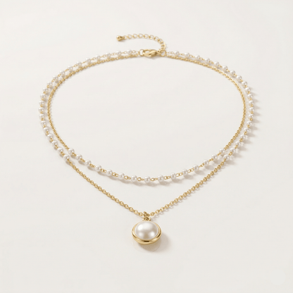 Layered Pearl Pendant Necklace