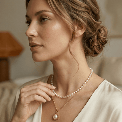 Layered Pearl Pendant Necklace