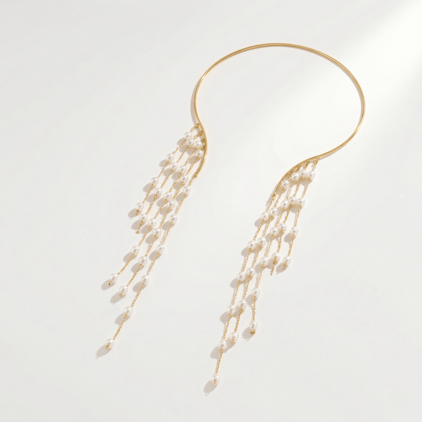 Luxe Pearl Cascade Gold Necklace