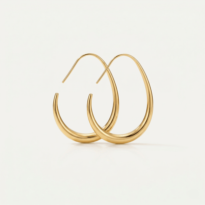 Minimalist Oval Gold Hoop Earrings