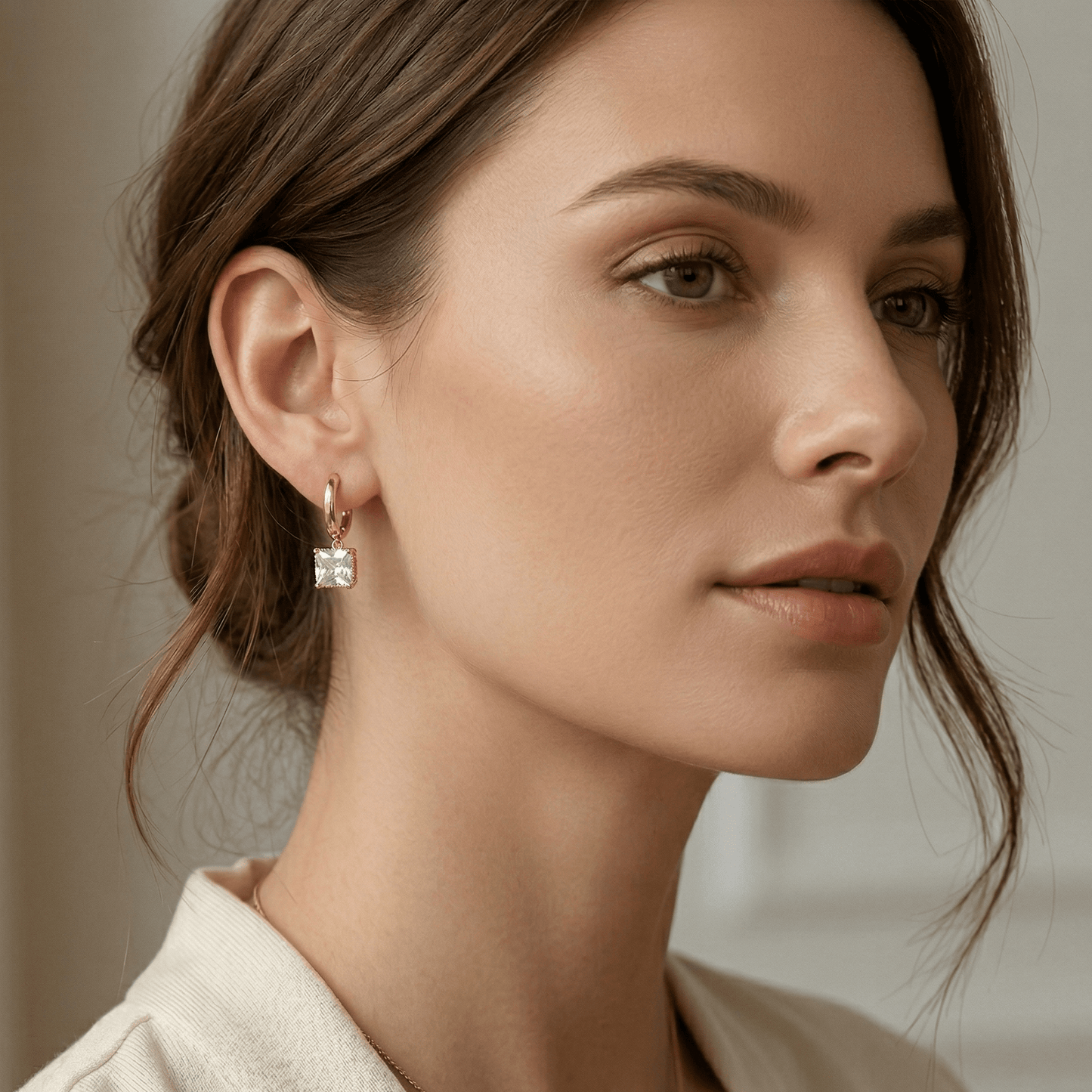 Princess Cut Zirconia Gold Huggie Earrings