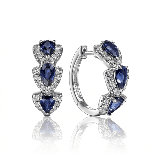Royal Sapphire Zirconia Hoop Earrings