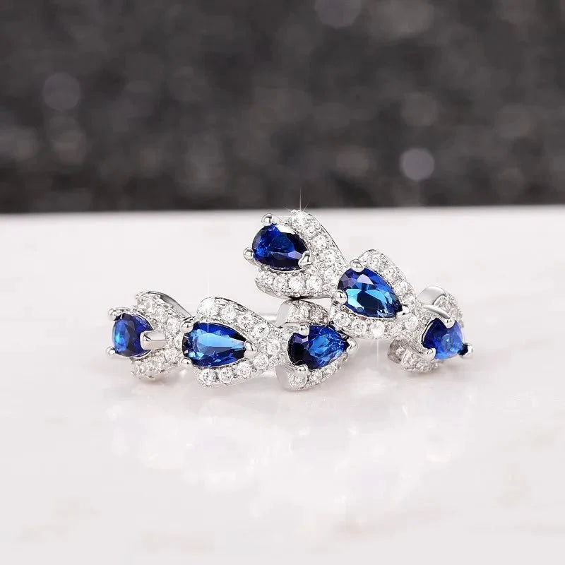 Royal Sapphire Zirconia Hoop Earrings