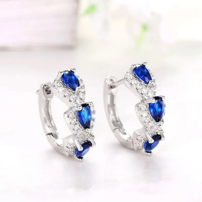 Royal Sapphire Zirconia Hoop Earrings