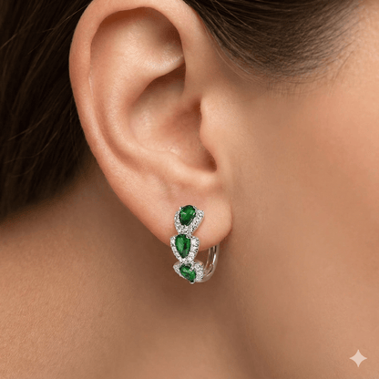 Royal Sapphire Zirconia Hoop Earrings