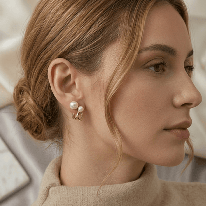 Sienna Pearl Huggie Earrings