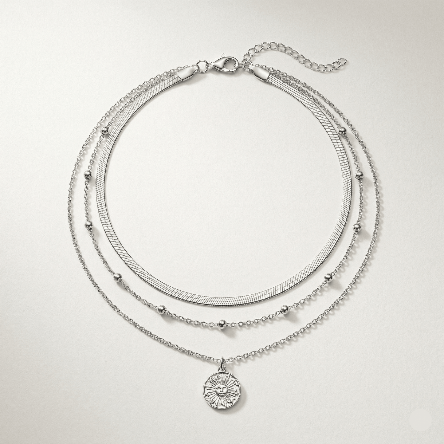 Triple Layer Gold Pendant Necklace