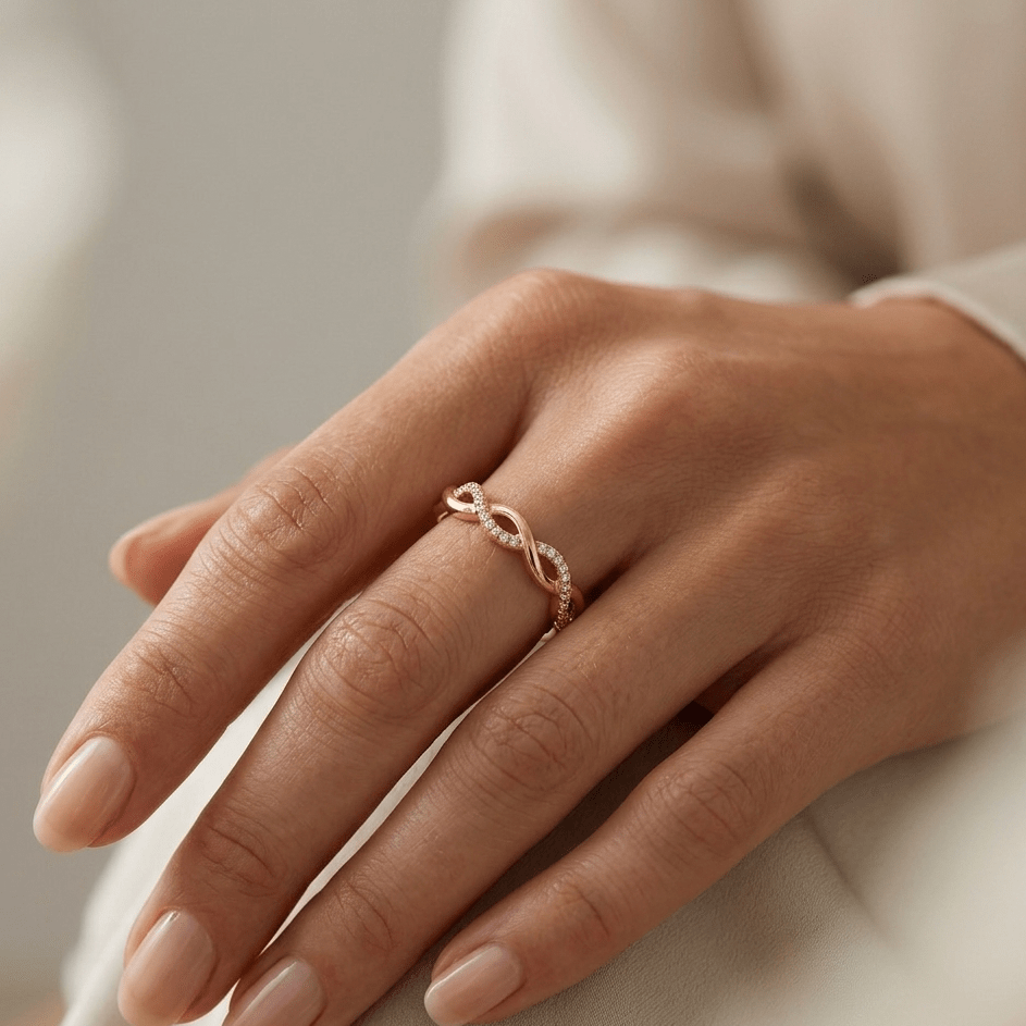 Twisted Zirconia Gold Ring